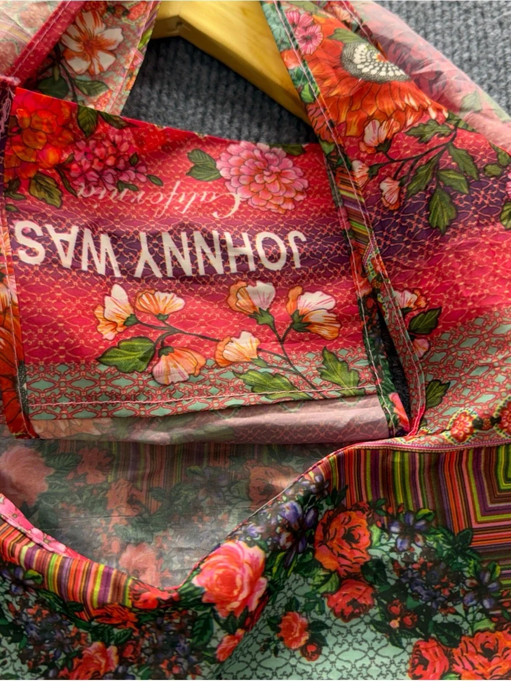 Johnny Was Green and Pink Floral Tote Bag